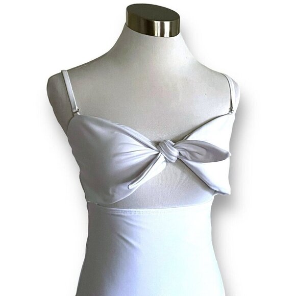 Aava Womens Valentina Swimsuit Sz Large White Front Tie One Piece Bandeau Beach - Picture 10 of 14
